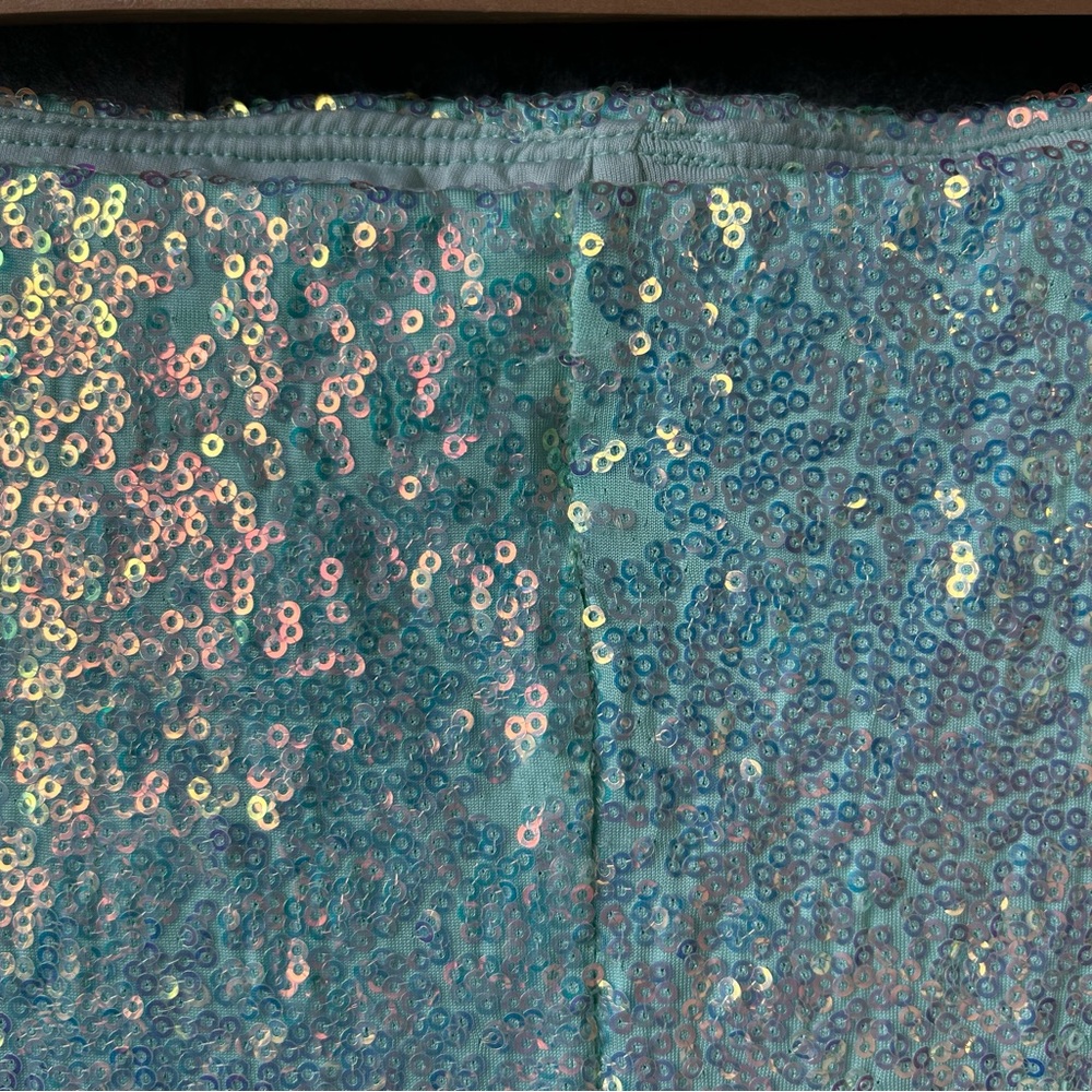 Blackmilk Iridescent Aqua Sequin Flare Pants - Picture 5 of 8